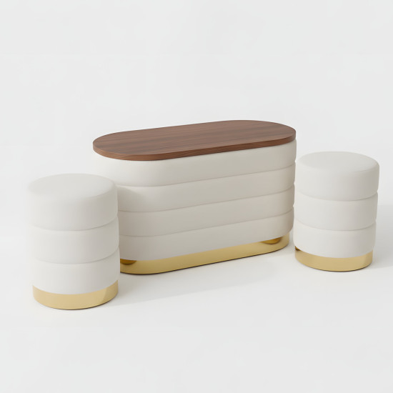 Storage Pouf Set - 3 Pcs